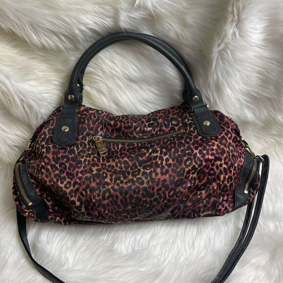 JPK Paris 75 Magenta Black Animal Print Fabric Satchel / shoulder bag . - Picture 6 of 12